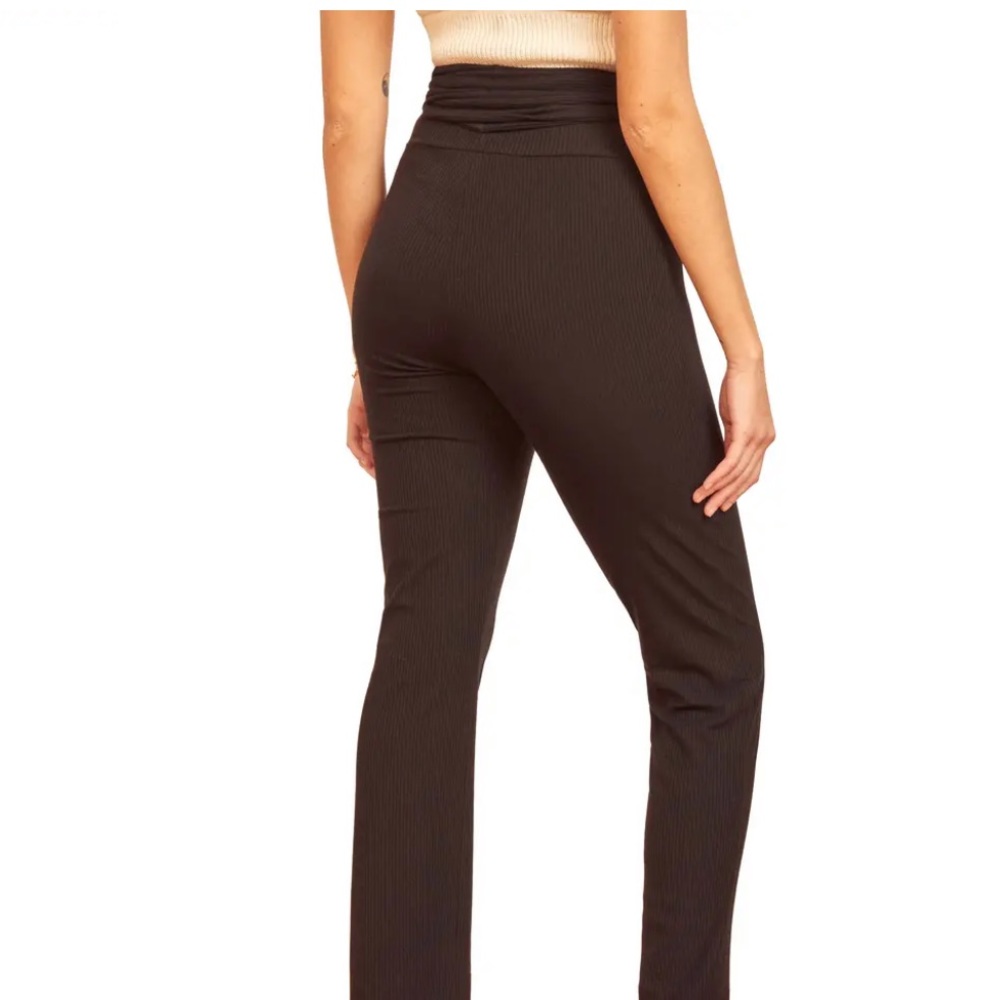 Reformation Pants Kassia Tie Waist Rib Knit Black M NWT - Picture 7 of 16